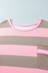 Striped Raw Seam Patchwork Drop Shoulder Sweatshirt