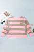 Striped Raw Seam Patchwork Drop Shoulder Sweatshirt