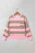 Striped Raw Seam Patchwork Drop Shoulder Sweatshirt
