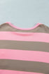 Striped Raw Seam Patchwork Drop Shoulder Sweatshirt