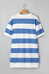 Striped Raw Seam Shoulder Detail Casual T Shirt Dress