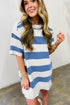 Striped Raw Seam Shoulder Detail Casual T Shirt Dress