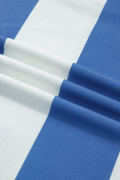 Striped Raw Seam Shoulder Detail Casual T Shirt Dress