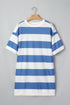 Striped Raw Seam Shoulder Detail Casual T Shirt Dress