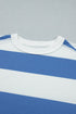 Striped Raw Seam Shoulder Detail Casual T Shirt Dress
