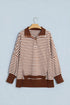 Striped Raw Seam Split Hem Loose Pullover Sweatshirt