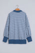 Striped Raw Seam Split Hem Loose Pullover Sweatshirt