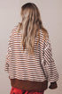 Striped Raw Seam Split Hem Loose Pullover Sweatshirt