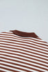 Striped Raw Seam Split Hem Loose Pullover Sweatshirt