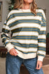 Striped Relaxed Fit Crew Neck Pullover Sweatshirt