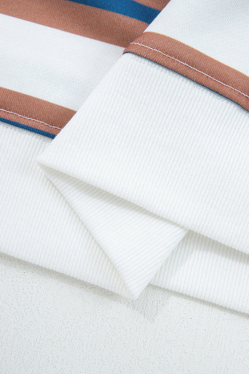 Striped Relaxed Fit Crew Neck Pullover Sweatshirt