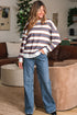 Striped Relaxed Fit Crew Neck Pullover Sweatshirt