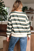 Striped Relaxed Fit Crew Neck Pullover Sweatshirt