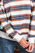 Striped Relaxed Fit Crew Neck Pullover Sweatshirt
