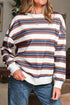 Striped Relaxed Fit Crew Neck Pullover Sweatshirt