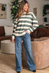 Striped Relaxed Fit Crew Neck Pullover Sweatshirt