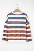 Striped Relaxed Fit Crew Neck Pullover Sweatshirt