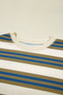 Striped Relaxed Fit Crew Neck Pullover Sweatshirt