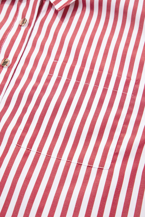 Striped Relaxed Fit Woven Long Sleeve Button Down Shirt