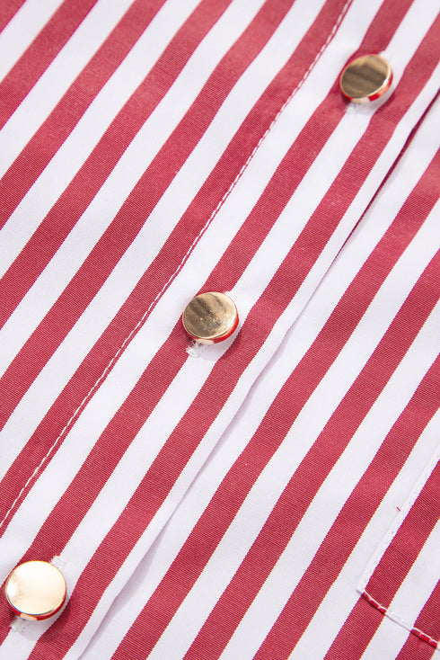 Striped Relaxed Fit Woven Long Sleeve Button Down Shirt