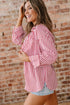 Striped Relaxed Fit Woven Long Sleeve Button Down Shirt