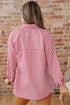 Striped Relaxed Fit Woven Long Sleeve Button Down Shirt