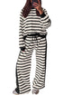 Striped Relaxed Long Sleeve Top Drawstring Pant Set