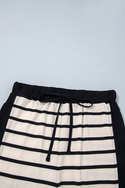 Striped Relaxed Long Sleeve Top Drawstring Pant Set
