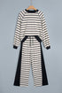 Striped Relaxed Long Sleeve Top Drawstring Pant Set