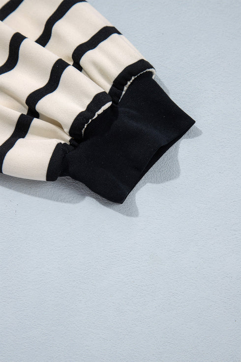Striped Relaxed Long Sleeve Top Drawstring Pant Set