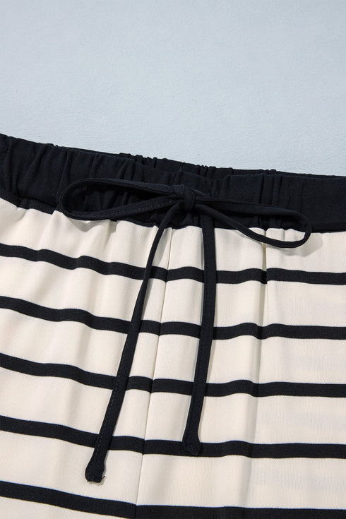 Striped Relaxed Long Sleeve Top Drawstring Pant Set