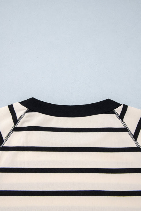 Striped Relaxed Long Sleeve Top Drawstring Pant Set