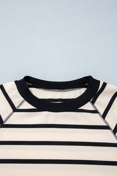 Striped Relaxed Long Sleeve Top Drawstring Pant Set