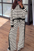 Striped Relaxed Long Sleeve Top Drawstring Pant Set