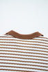 Striped Ribbed Collared V Neck Wide Leg Loungewear Set