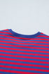 Striped Ribbed Cotton Chest Patch Two Piece Short Set