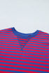 Striped Ribbed Cotton Chest Patch Two Piece Short Set