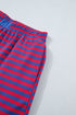Striped Ribbed Cotton Chest Patch Two Piece Short Set