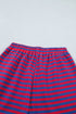 Striped Ribbed Cotton Chest Patch Two Piece Short Set