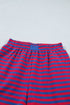 Striped Ribbed Cotton Chest Patch Two Piece Short Set