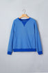 Striped Ribbed Cuff Hem Seam Long Sleeve Pullover Top
