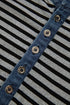 Striped Ribbed Denim Collar Half Button Long Sleeve Top
