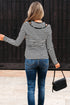 Striped Ribbed Double Layer Cold Shoulder Long Sleeve Top