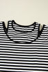 Striped Ribbed Double Layer Cold Shoulder Long Sleeve Top