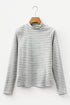 Striped Ribbed High Neck Slim Fit Long Sleeve Top