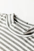 Striped Ribbed High Neck Slim Fit Long Sleeve Top