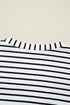 Striped Ribbed Knit Button Front Long Sleeve Henley Top