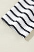 Striped Ribbed Knit Button Front Long Sleeve Henley Top