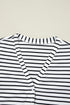 Striped Ribbed Knit Button Front Long Sleeve Henley Top