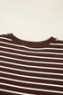 Striped Ribbed Knit Crew Neck Long Sleeve Crop Top